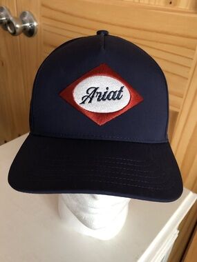 Ariat Navy Blue Embroidered Logo Ball Cap with Mesh